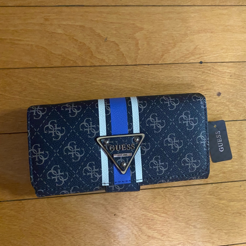 NEW Guess Tri-Fold Wallet - Navy Denim